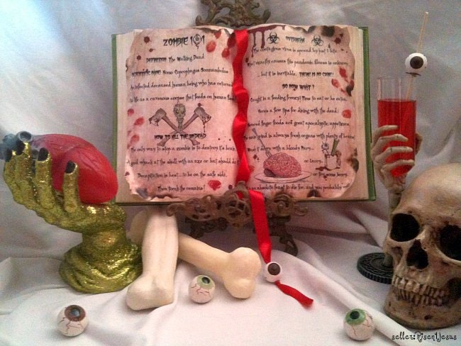 ZOMBIE 101 Outbreak undead Walking living dead survival Apocalypse book prop Halloween