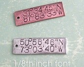 One GPS Coordinates Tag .. stylish Nautical hand-stamped antiqued charm .. customize .. long rectangle pendant in copper, silver or gold tag