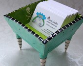 Skull business card Dish w/ striped legs & jolly roger