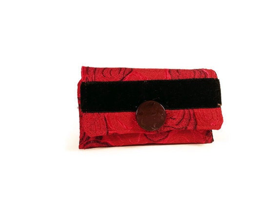 Garnet Brocade Fabric Gift Card Holder- Floral - Gift for Mom, Red, Plum, Pink -Silk, Oxblood- cyber Monday etsy/ black Friday etsy sale