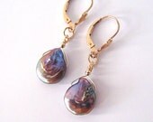 Coin Pearl Goldfilled Earrings Rainbow Freshwater Teardrops