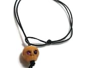 Unisex Skull with Purple Eyes Leather Cord Bracelet