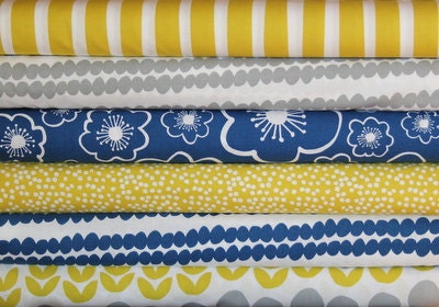 BELLA fat quarter bundle--6 pieces---1-1/2 yards total--Lotta Jansdotter for Windham Fabrics