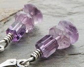 Amethyst Earrings, Purple, Sterling Silver, February Birthstone, Lever Back, Petite, Stack