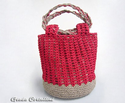 MADE TO ORDER - Natural hemp twine, red cotton yarn crocheted handbag, ethnic, nautical style, summer, spring,