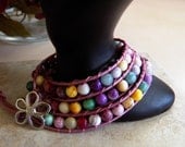 Triple Wrap Multi Colored Jade  Beaded Bracelet, Chan Luu Style Jade Bracelet, Under 50