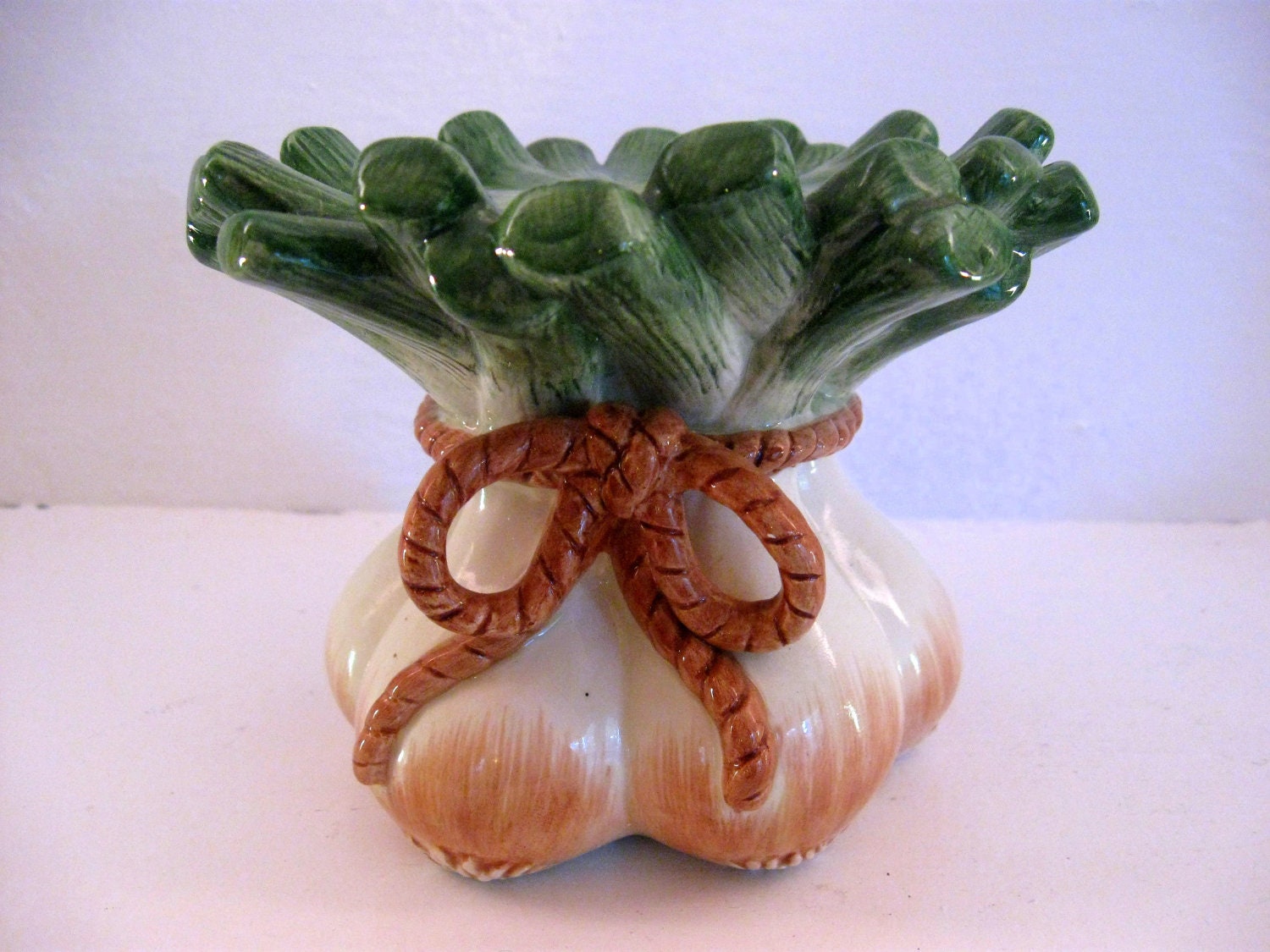Fitz & Floyd Scallion Green Onion Kitchen Candle Holder