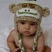 Boys Sock Monkey Hat with Top Pom Pom - Green Tan - Sizes 3-6 months