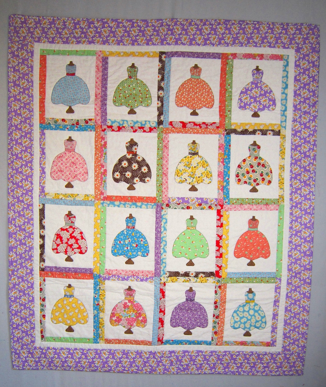 LITTLE DRESSES QUILT Made to Order 1930s Reproduction Fabrics from Quilts by Elena Ready to Ship
