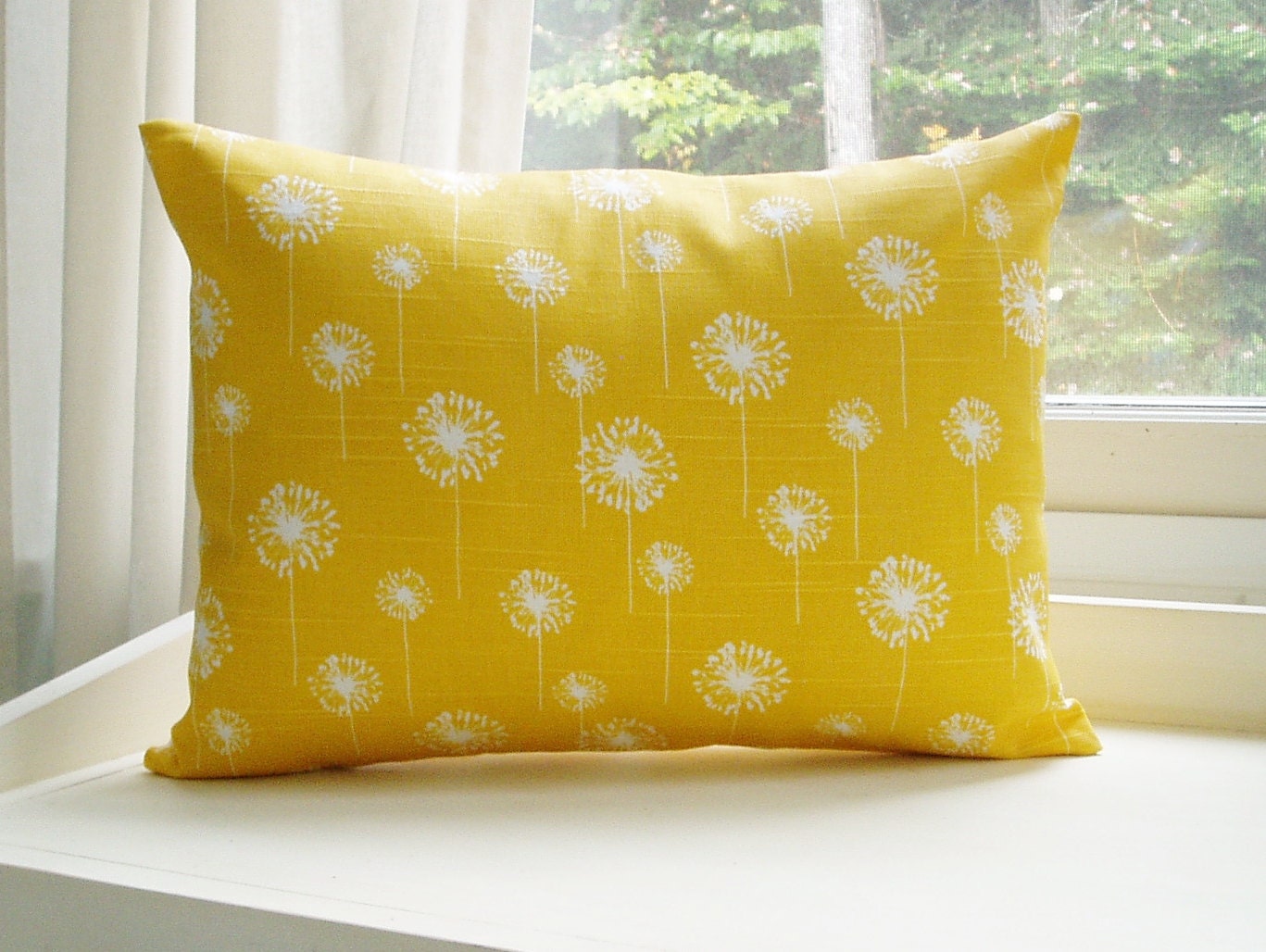 Yellow Pillow Cover Lumbar Dandelion 16x20 Decorative Throw Pillow
