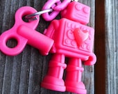 Bubblegum Pop Robot Necklace Resin