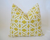 Free US Shipping-Decorative Designer Pillow Cover-18 inch-Graphic Trellis Cane In Sunshine