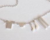 Washing Line Necklace. Silver. Handmade in England.