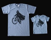 Fathers Day Darth Vader is riding it - Father and Son matching American Apparel t shirts ( Star Wars matching tees )