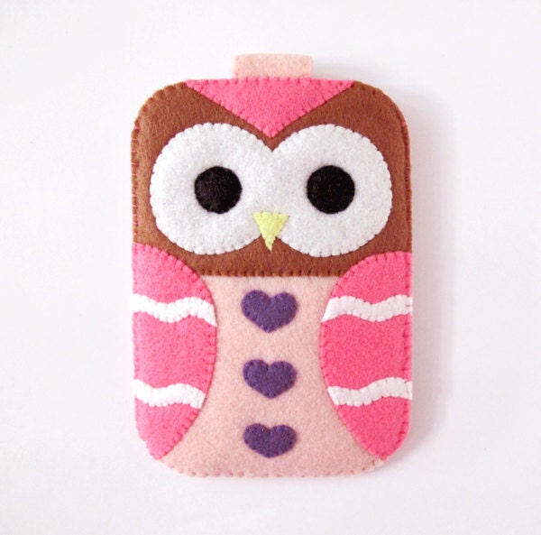 Brown Pink Owl Fantasy Hearts iPhone Case Camera Cell Phone Gadget Cute Kawaii with closure