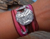 Inspirational Quote Jewelry, Live Laugh Love, Word Jewelry, Silk Wrap Bracelet, STERLING SilverToggle Clasp, Unique Mothers Day Gift
