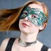 Coquette leather mask in teal