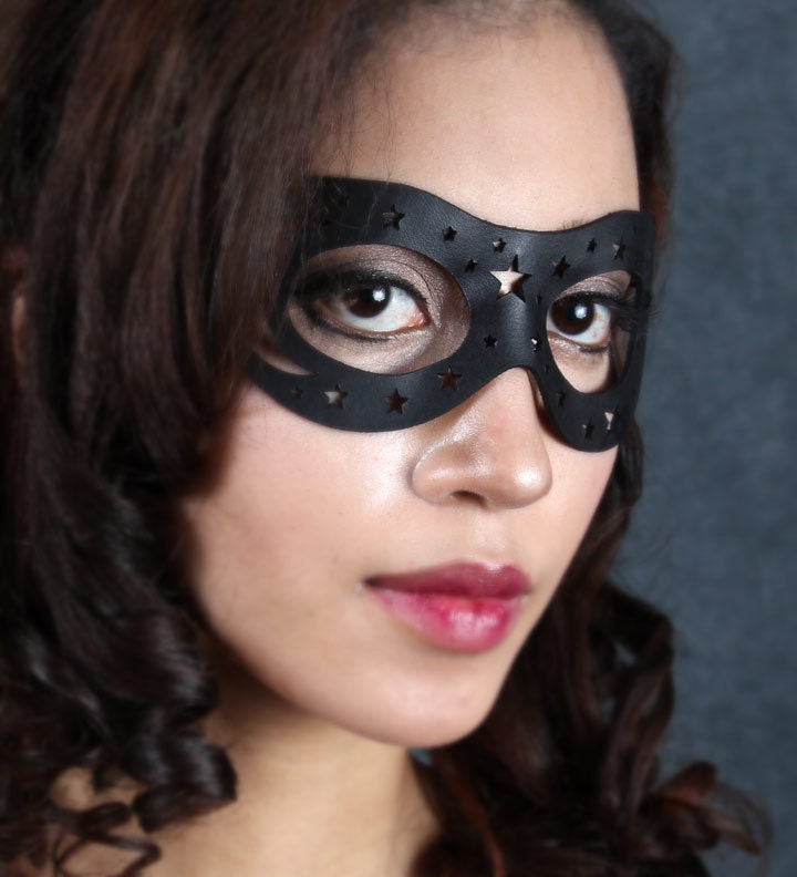 Moon and Stars Leather mask in black
