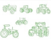 Instant Download Machine Embroidery Designs Very Cute Tractors Set of 10 Size 4x4 Redwork