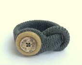 Textile bracelet  Gray sandy with button crochet felted jewelry wool  handmade Birthday olive spring autumn Europe gift for her Mother