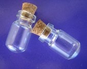 Glass Vials 20 Bottles Jars 27 x 13mm  Clear Rounded Bottom with cork