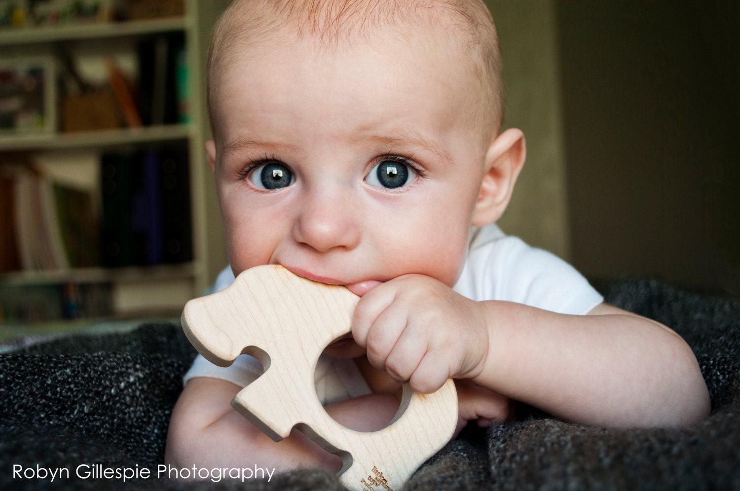Wood Teether Moose wooden toy natural baby toy