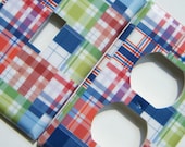 Pottery Barn-esque Madras Plaid Light Switch Outlet Cover Switchplate