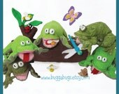 NEW Five Green & Speckled Frogs - PDF Doll Pattern (Frogs, Bugs, Log)