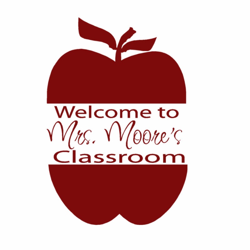 Teachers Gift Personalized Apple Wall Decal for classroom decor door sign classroom art under 20