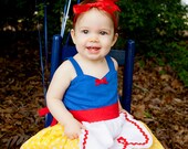 SNOW WHITE dress cute princess dress baby and girls fun tea party handmade  costume