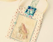 Sling Bag Cross Body Bird Collage Small Purse Vintage Buckle Fabric Collage Art Collage Shabby Boho