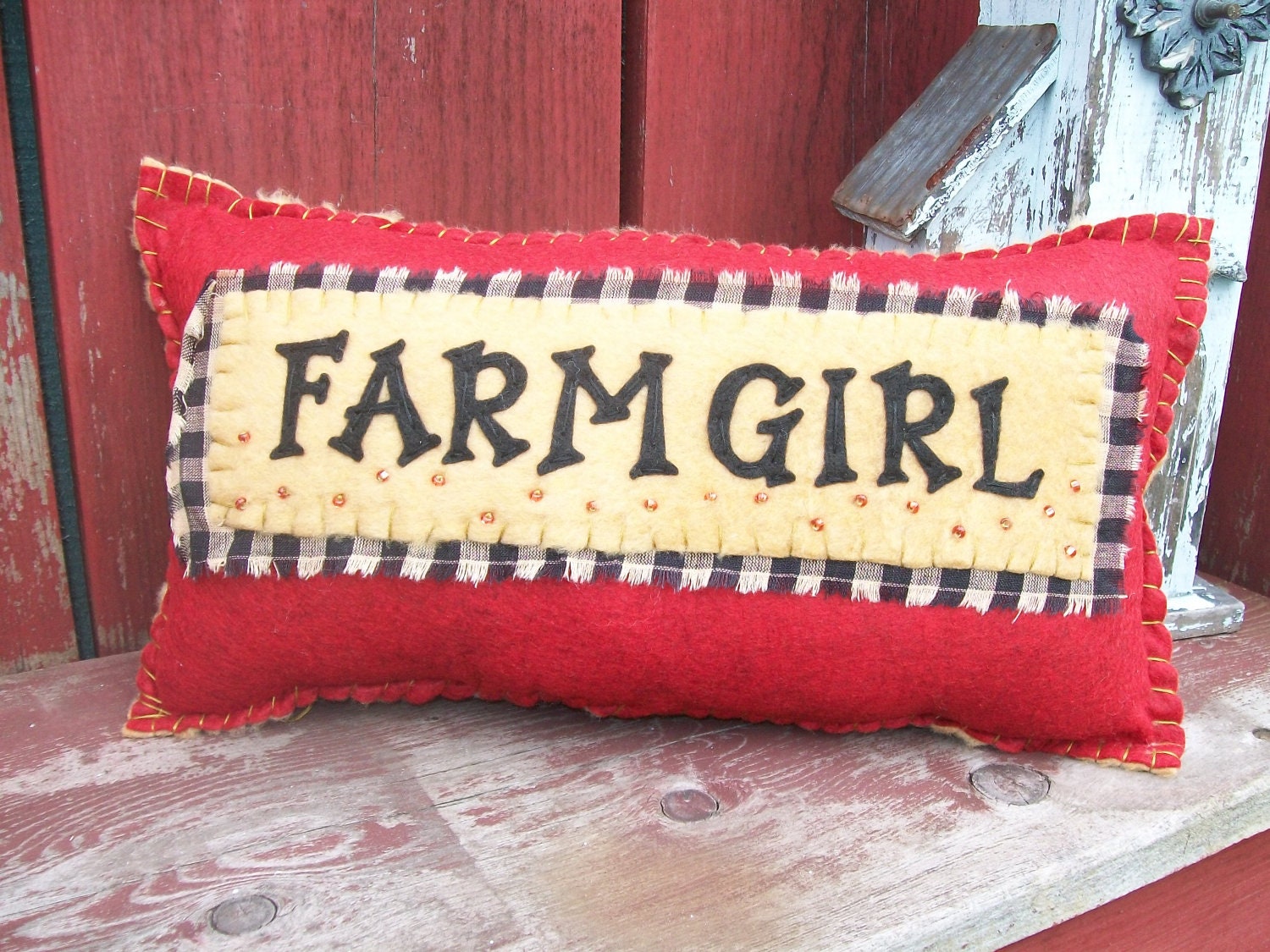 Primitive FarmGirl Pillow