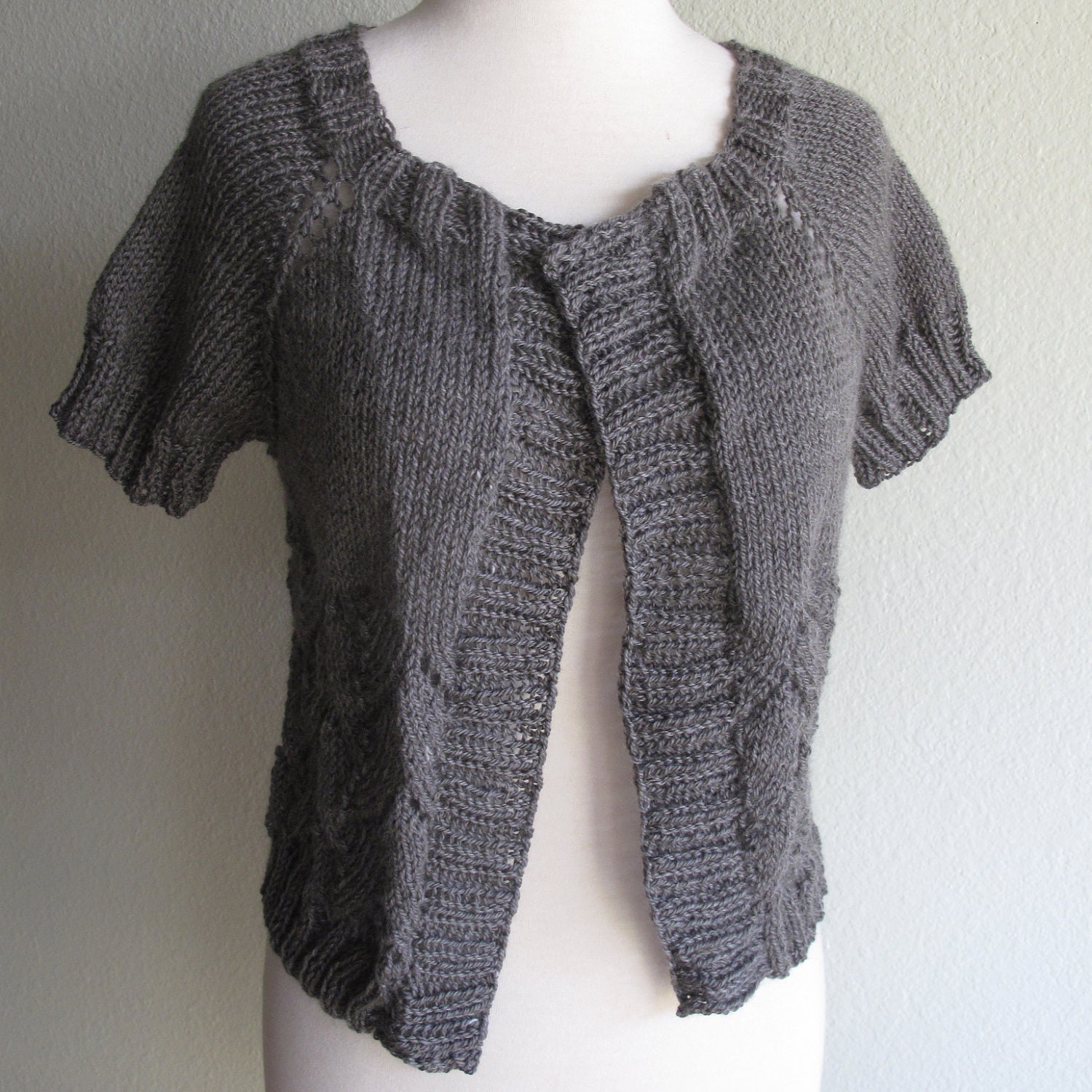 Sweater Hand Knit  Merino Lace Sky Smoky Grey