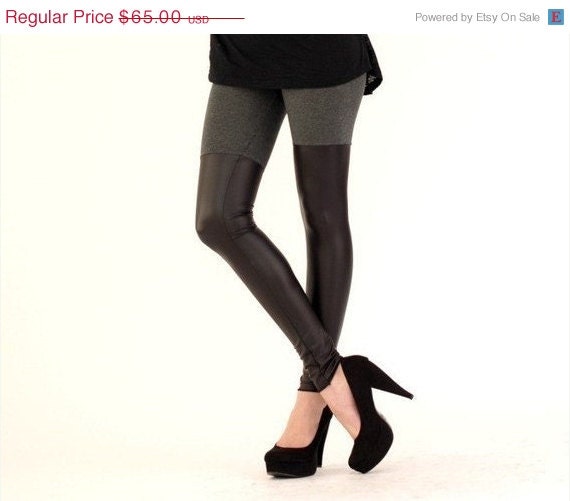 25 OFF SALE BABOOSHKA Thigh High Leather Look Charcoal Leggings