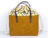 Lunch/Picnic Tote in Mustard Waxed Canvas - custom order for Jackie