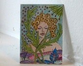 flower girl- original ACEO pencil and ink by Tremundo