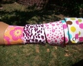 PInk Floral or Dots or Leopard Prints Snap On Wrist Cuff You Choose One