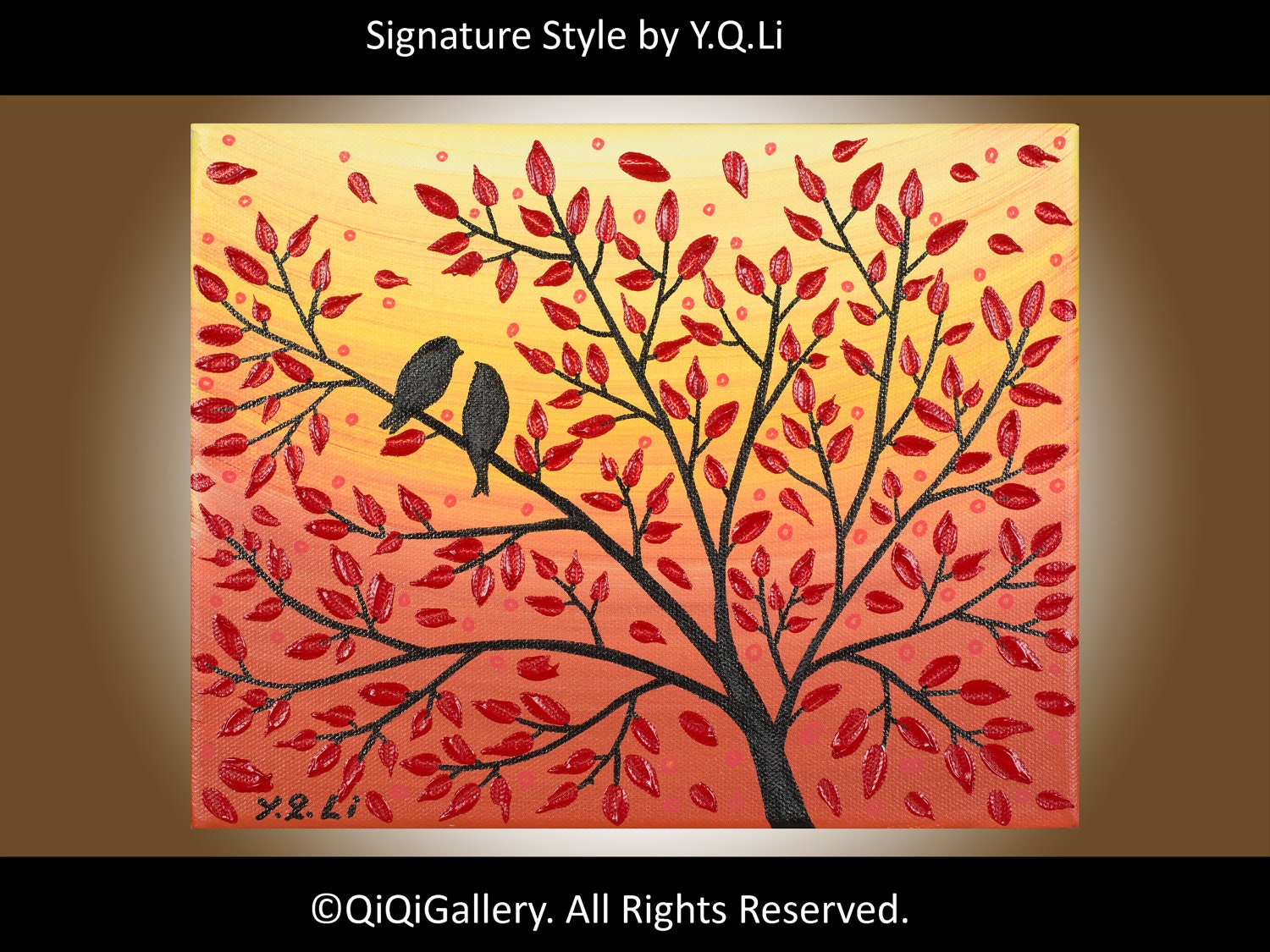 Abstract Landscape Painting Handmade Original Modern Texture Impasto Palette Knife Tree Branches Wall Décor Falling For You