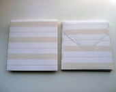 Pack of 10 wide beige and white stripe upcycled wallpaper envelopes 4 x 4 inches (10cm x 10cm)