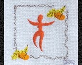 Tea Towel Embroidered with Autumn Goddess