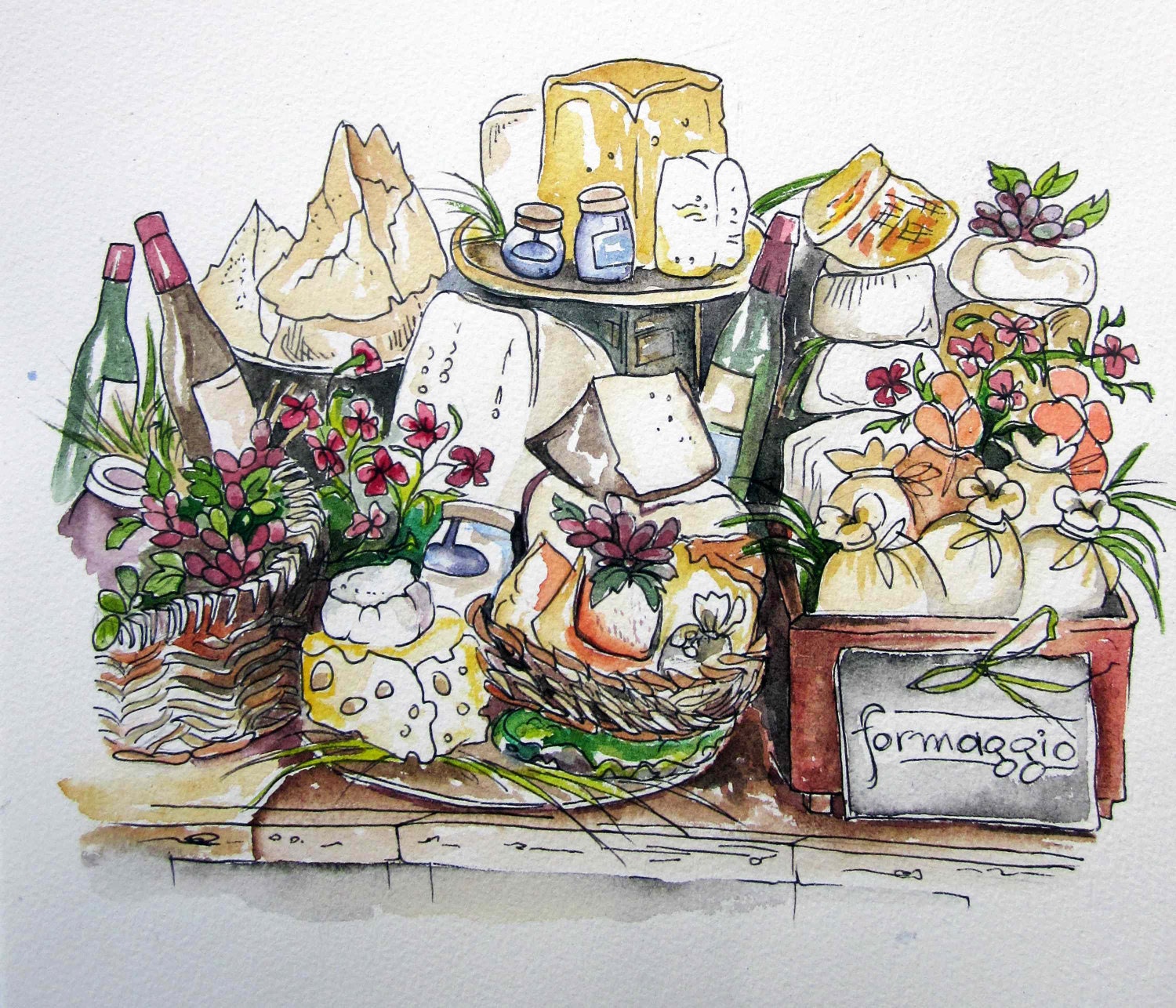 Cheese Painting - Italian market