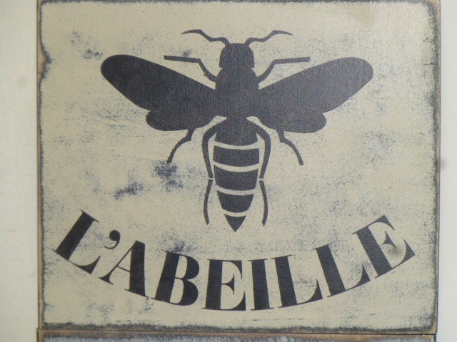 FRENCH L'ABEILLE SIGN / French Bee wall plaque / Bee graphic wall plaque / wood wall sign French Bee / Paris Apartment chic decor