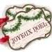 Joyeux Noel Tags, French Christmas tags, Christmas Tags, Holly Swag, Red and Green Extra Thick Tags