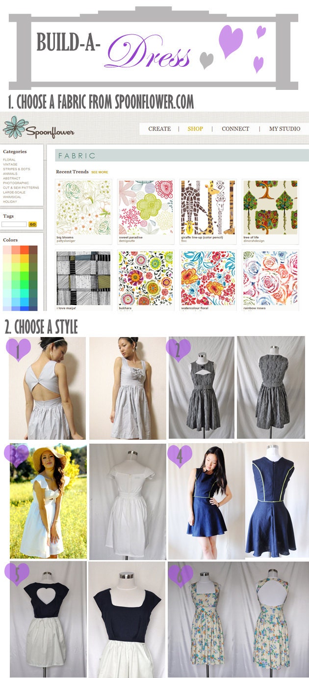 Build-a-Dress - Make a Unique Custom Dress Using Spoonflower Fabrics - All Sizes