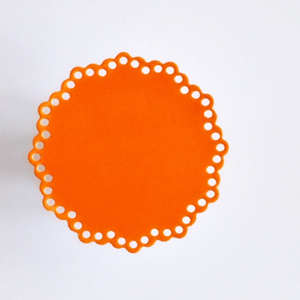 10 Large Paper Doily Stickers Envelope Seals Autumn Orange