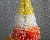 Candy Corn Orange Striped Vintage Style Halloween Bottle Brush Tree