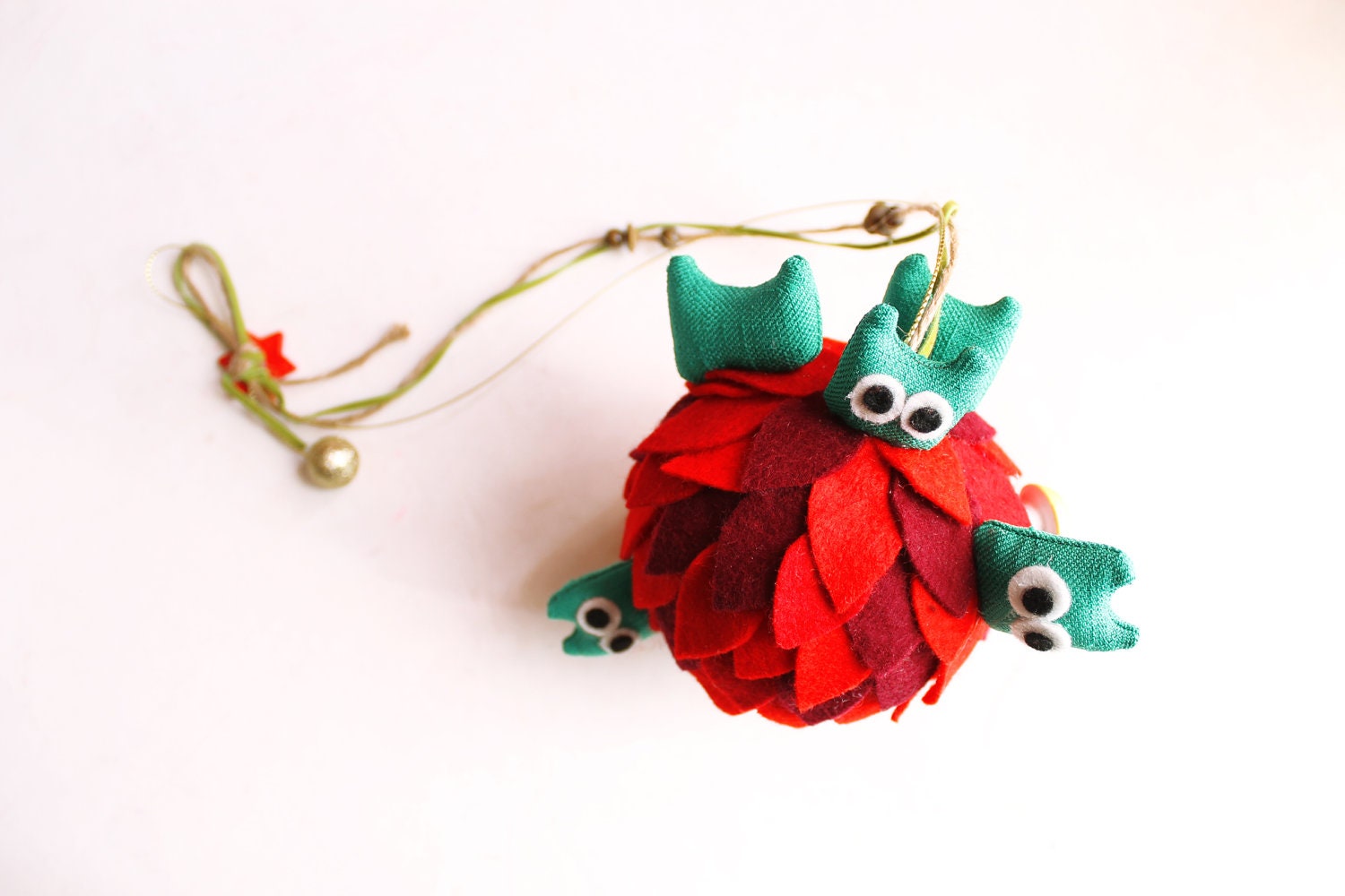 Red planet of owls. Ornament to hang.  Decoration for kids.