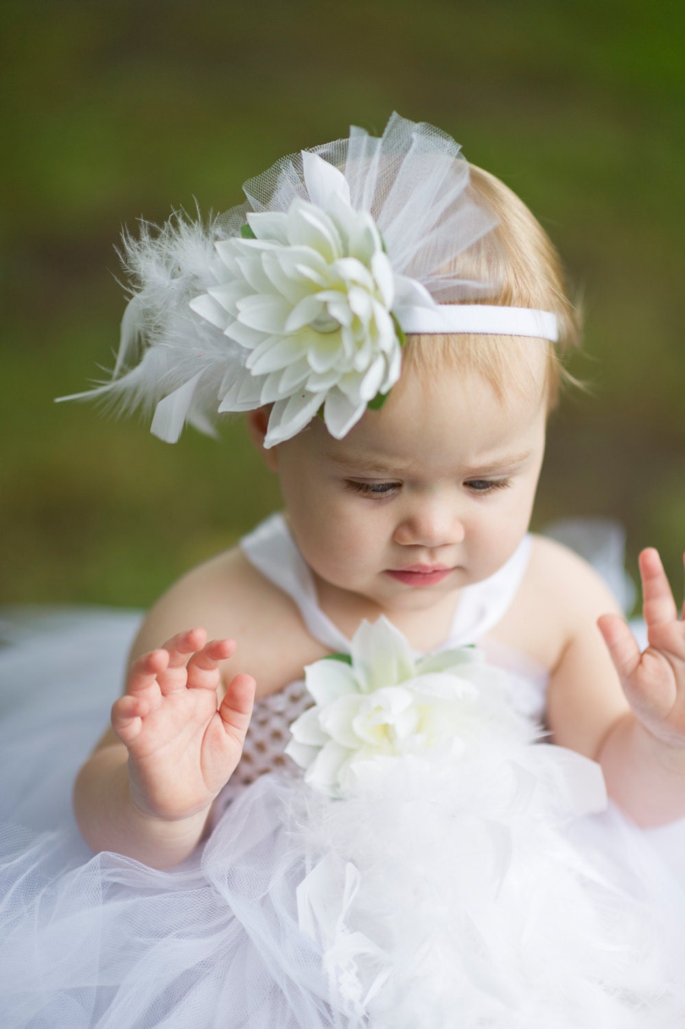 Bunny Couture - Special Couture Tutu Dresses and matching Flower Hair Bow for your little girl size 0-3T - Perfect for Birthday or wedding