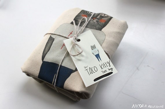 Taco Kitty canvas tote bag