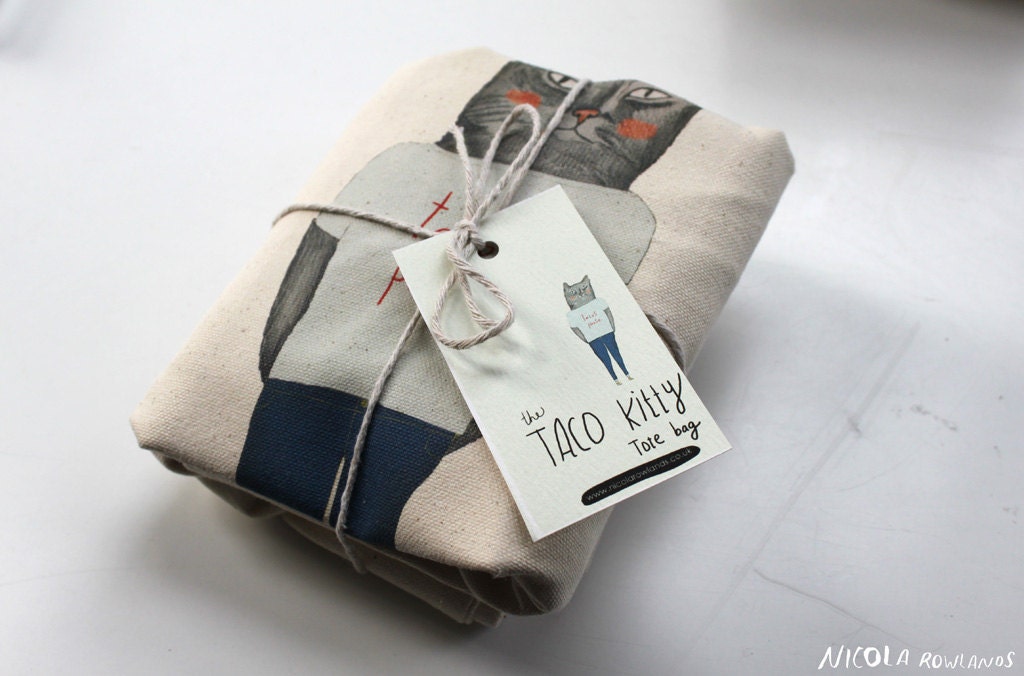 Taco Kitty canvas tote bag